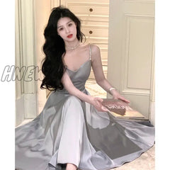 Hnewly White Satin Elegant Party Dresses For Women Summer Sexy V-Neck Birthday Vacation Clothes