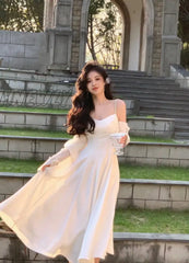 Hnewly White Satin Elegant Party Dresses For Women Summer Sexy V-Neck Birthday Vacation Clothes