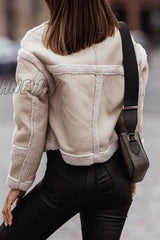 Hnewly - White Street Patchwork Contrast Turndown Collar Outerwear Coats Blazer & Jacket