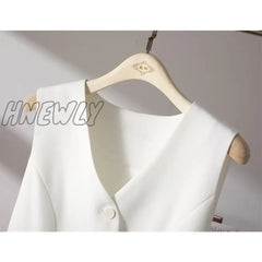 Hnewly White Suit Vest Fall New Casual Slim Reduce Waist Sleeveless Short Jacket Simple Fashion