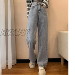 Hnewly Wide Leg Jeans Women’s Spring And Summer High Waist Loose Straight Trousers With Draping