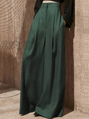 Hnewly Wide Leg Pants Women Full Length High Waist Baggy Casual Solid Minimalist Pantalones De