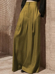 Hnewly Wide Leg Pants Women Full Length High Waist Baggy Casual Solid Minimalist Pantalones De