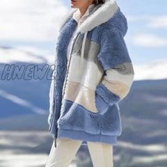Hnewly Winter Fashion Women’s Coat New Casual Hooded Zipper Ladies Clothes Cashmere Women Jacket
