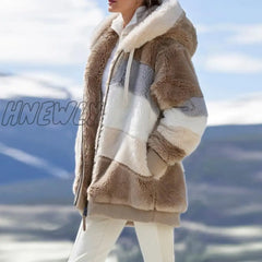 Hnewly Winter Fashion Women’s Coat New Casual Hooded Zipper Ladies Clothes Cashmere Women Jacket