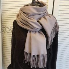 Hnewly Winter Female Scarf Cashmere Shawls Wraps Women Solid Long Hijab Stoles Pashmina Bufanda