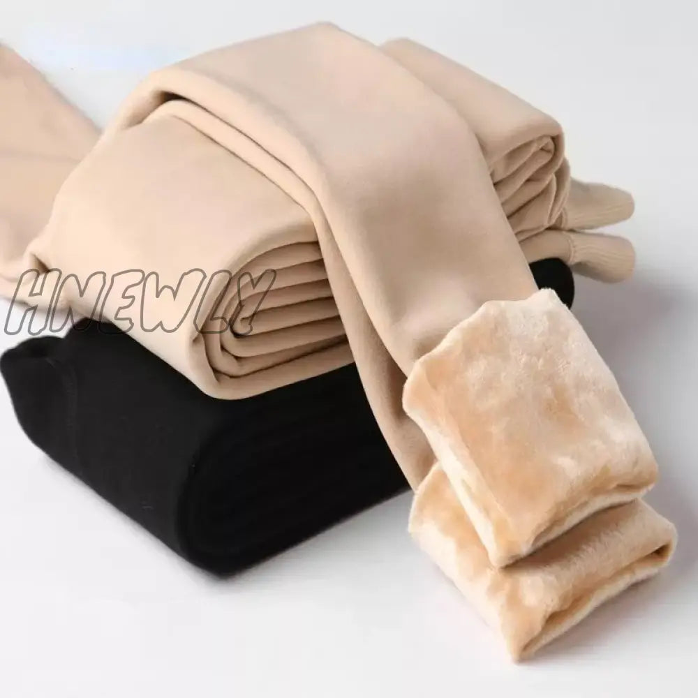 Hnewly Winter Leggings For Women Warm Leggins Solid Color Velvet High Waist Stretchy