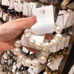 Hnewly Woman Big Pearl Hair Ties Fashion Korean Style Hairband Scrunchies Girls Ponytail Holders