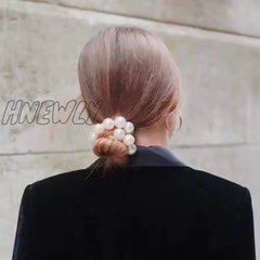 Hnewly Woman Big Pearl Hair Ties Fashion Korean Style Hairband Scrunchies Girls Ponytail Holders