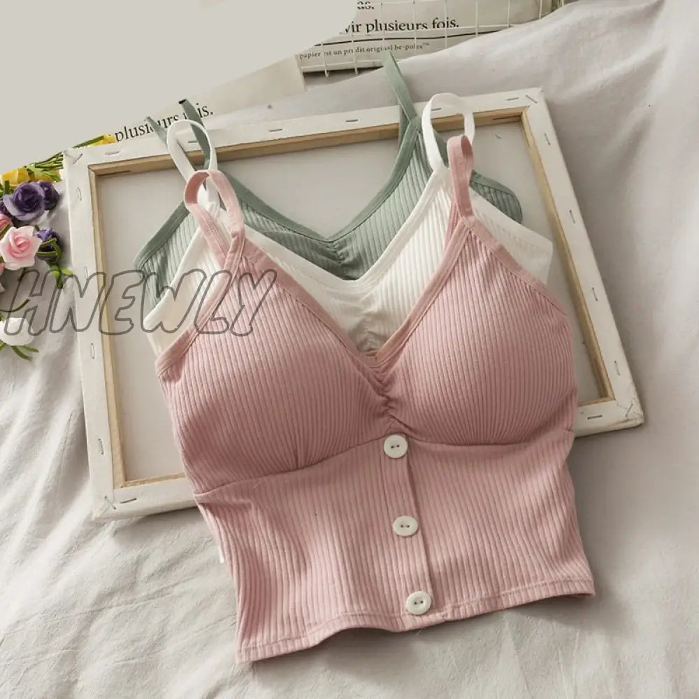 Hnewly Woman Knitted Tank Top Women Strap Vest Sexy Female Knitting Crop Pink / One Size