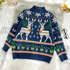 Hnewly Woman Sweaters Autumn Winter Plus Size Christmas Knitted Sweater Women Loose Top Femme