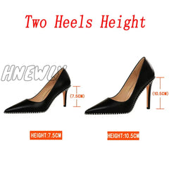 Hnewly Women 7.5Cm 10.5Cm High Heels Studded Rivets Pumps Lady Fetish Stiletto Middle Low Scarpins