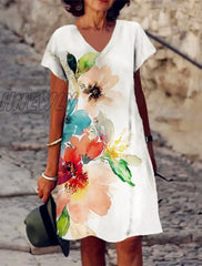 Hnewly Women Casual Loose Dress Colors Pluse Sizes Batwing Solid Beach Boho Splice Pocket Fashion