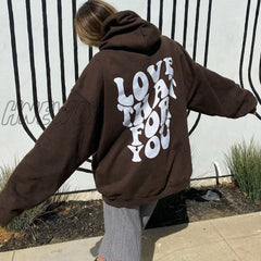 Hnewly Women Coats Hoodie Y2K Street Sweatshirt Vintage Winter Clothes Sweatwear Tumblr Cotton