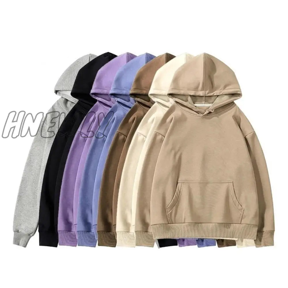 Hnewly Women Couple Hoodies Sweatshirt Fleece 100% Cotton Tracksuit Sports Winter Japanese Casual