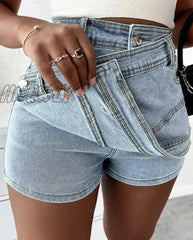 Hnewly Women Denim Skirt Summer Fashion Irregular Blue High Waist Mini Jeans Skirts Ladies Casual