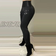 Hnewly Women Fashion Casual High Waist Pants Trousers Zipper Design Cargo Slinky Going Out Outfits