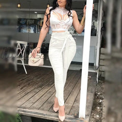 Hnewly Women Fashion Casual Pants Trousers Solid Cargo Leisure High Waisted Belted Spring Outfits