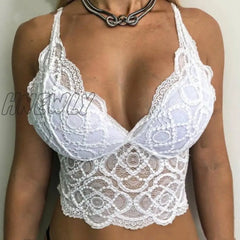 Hnewly Women Fashion Sexy Bra Tops Lingerie Corset Lace Floral Bralette Ultrathin Tank Camis Crop