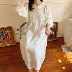 Hnewly Women Lolita Dress Princess Sleepshirts Vintage Doll Collar Embroidered Flower