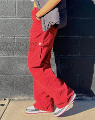 Hnewly Women Low Waist Y2K Jeans Wide Leg Baggy Cargo Pants Casual Loose Boyfriends Trousers