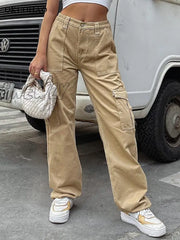 Hnewly Women Low Waist Y2K Jeans Wide Leg Baggy Cargo Pants Casual Loose Boyfriends Trousers