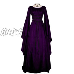 Hnewly Women Middle Age Vintage Costumes Medieval Dress Gothic Dresses Floor Length Cosplay Retro