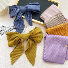 Hnewly Women Pleated Satin Scarf Headscarf Neckerchief Skinny Ribbon Square Hair Tie Band Kerchief
