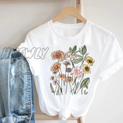 Hnewly Women Printing Butterfly 90S Sweet Love Kawaii Valentine’s Day Fashion Clothes Print Tee