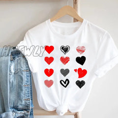 Hnewly Women Printing Butterfly 90S Sweet Love Kawaii Valentine’s Day Fashion Clothes Print Tee