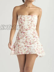 Hnewly Women Satin Bodycon Strapless Corset Minitube Dress Ruched Sleeveless Sexy Cutout Off