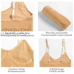 Hnewly Women Seamless Solid Color Tank Tops Female S-Xl Sexy Underwear U-Back Sleeveless Top Thin