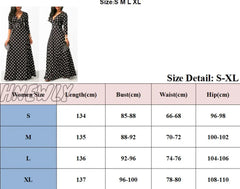 Hnewly Women Sexy V Neck Long Sleeve Polka Dot Casual Maxi Dress Ladies Party Grown Beach Sundress