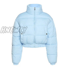 Hnewly Women Short Puffer Jacket Cotton - Padded Thick Drawstring Parkas Zipper Winter Bubble Coat
