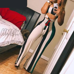 Hnewly Women Skinny Striped Colorblock Lace Up Cutout Bandeau Jumpsuit Summer Sexy Romper Black / Xl