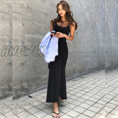 Hnewly Women Summer Dresses Loose Spaghetti Strap Tiered Midi Dress Wedding Guest Ruffle Cotton