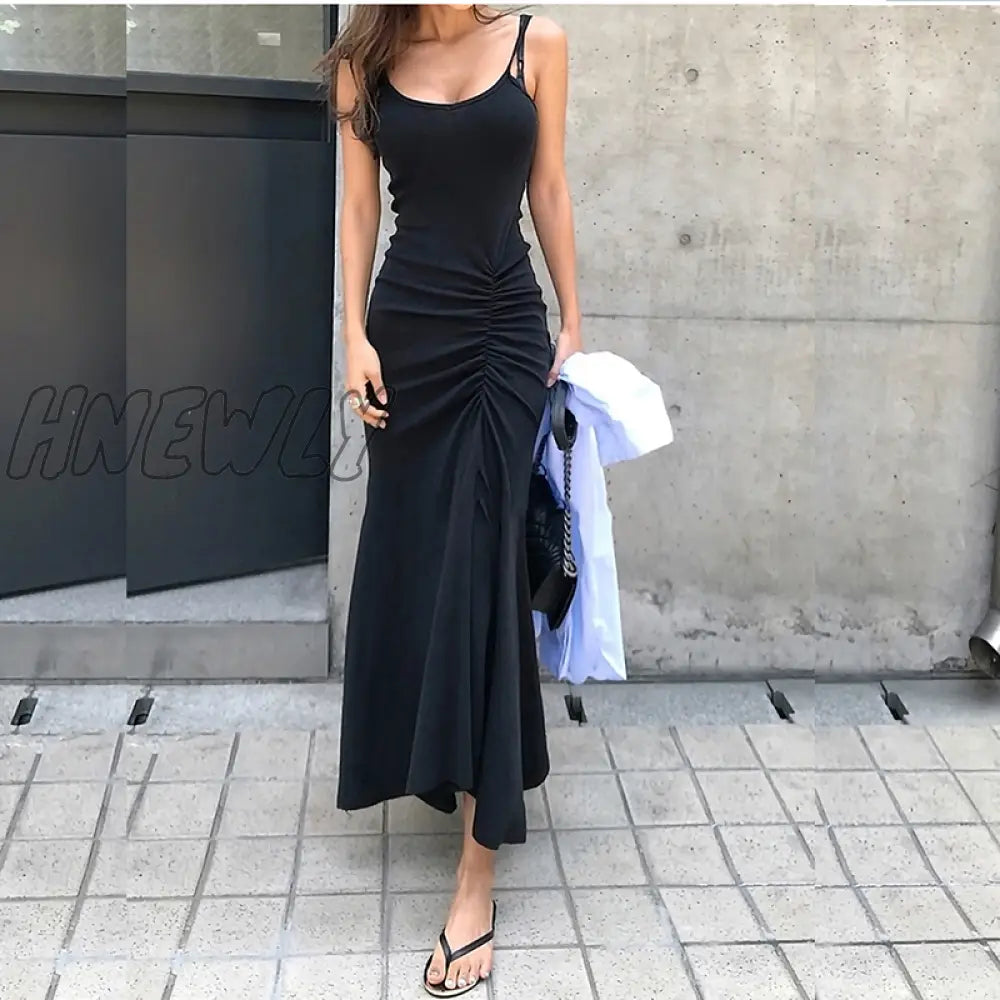 New Women Sexy Maxi Dress Summer Spaghetti Strap Bodycon Long Dresses Elegant Ladies Black Trumpet Long Robe Vestidos Mujer