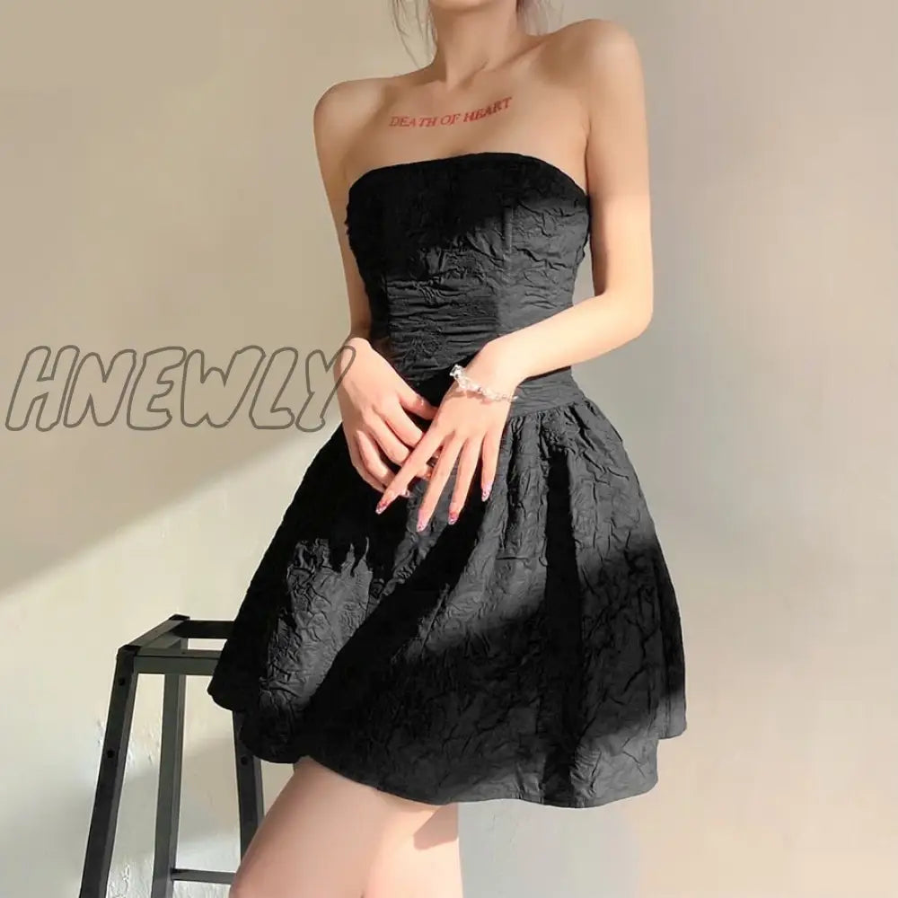 Hnewly Women Summer Fashion Sexy Embossing Mini Strapless Dresses Casual Birthday Club Beach Party