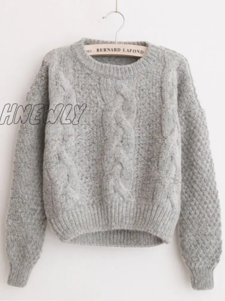 Hnewly Women Sweaters Warm Pullover And Jumpers Crewneck Mohair Twist Pull Autumn Knitted Christmas