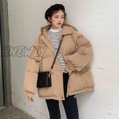 Hnewly Women Thicken Warm Parka Coat Loose Oversized Women’s Winter Bread Hooded Outwear Padded