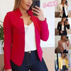 Hnewly Women Thin Coat Spring Female Long Sleeve Open Stitch White Ol Womens Jackets And Coats