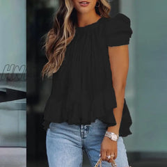 Hnewly Women Trendy Elegant Casual Shirt Female Stylish Blouse One Shoulder Solid Color Loose Fit