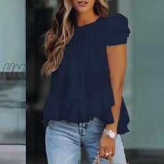 Hnewly Women Trendy Elegant Casual Shirt Female Stylish Blouse One Shoulder Solid Color Loose Fit