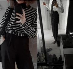 Hnewly Women Wide Leg Pants Summer Thin Fabric High Waist Pockets Button Fly Long Trousers Casual