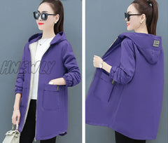 Hnewly Women Winter Coat New Korean Large Size Loose Hooded Jacket Autumn Casual Plus Velvet Female