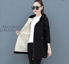 Hnewly Women Winter Coat New Korean Large Size Loose Hooded Jacket Autumn Casual Plus Velvet Female