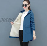 Hnewly Women Winter Coat New Korean Large Size Loose Hooded Jacket Autumn Casual Plus Velvet Female