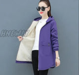 Hnewly Women Winter Coat New Korean Large Size Loose Hooded Jacket Autumn Casual Plus Velvet Female