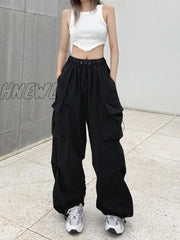 Hnewly Women Y2K Cargo Pants Casual Baggy Straight With Big Pockets Joggers Trousers Female Vintage
