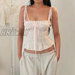 Hnewly Women Y2K Square Neck Crop Camis Lace Patchwork Bustier Top Slim Fit Low Cut Camisole Vests